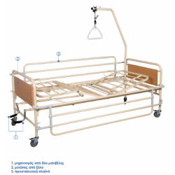 Νοσοκομειακό Κρεβάτι Χειροκίνητο Πολύσπαστο με δυο Μανιβέλες  και στρώμα KN200.3 ECON (σε 6 ΑΤΟΚΕΣ ΔΟΣΕΙΣ)