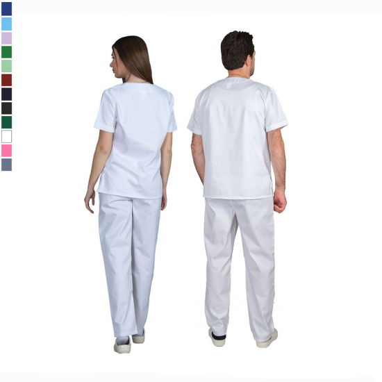 Ιατρική Στολή Μπλούζα - Παντελόνι (Σετ) Unisex Λευκό Ιατρική Στολή Μπλούζα - Παντελόνι (Σετ) Unisex Λευκό