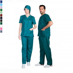Ιατρική Στολή Μπλούζα - Παντελόνι (Σετ) Unisex  Σκούρο Πράσινο 
