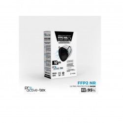 PROACTIVE-TEX Μάσκα FFP2 NR Υψηλής Προστασίας Μαύρη - Συσκευασία 10 τεμαχίων