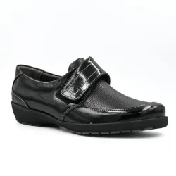 Suave Γυναικείo δερμάτινο με λουστρίνι casual London 8010T Μαύρο