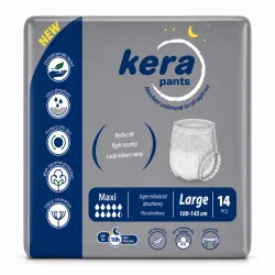 Kera Pants Maxi Εσώρουχα ακράτειας Γκρι νυκτός 10 ώρες Large (100 – 140 cm) 14 τεμάχια