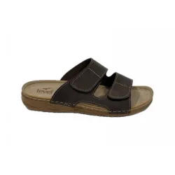 Level Anatomic Ανδρικό ανατομικό σανδάλι δερμάτινο με velcro 593 Καφέ