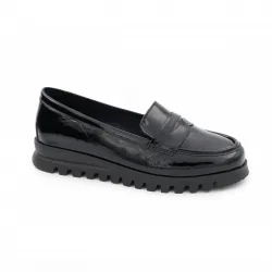 Level Anatomic Ανατομικό Γυναικείο loafer δερμάτινο λουστρίνι 6570 Μαύρο