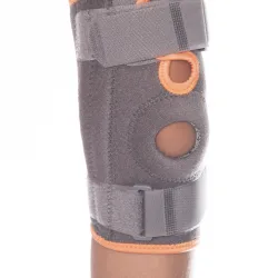 Medical Brace Επιγονατίδα Neoprene με πλαστικές εύκαμπτες μπανέλες παιδικό MB.4040 γκρι-πορτοκαλί