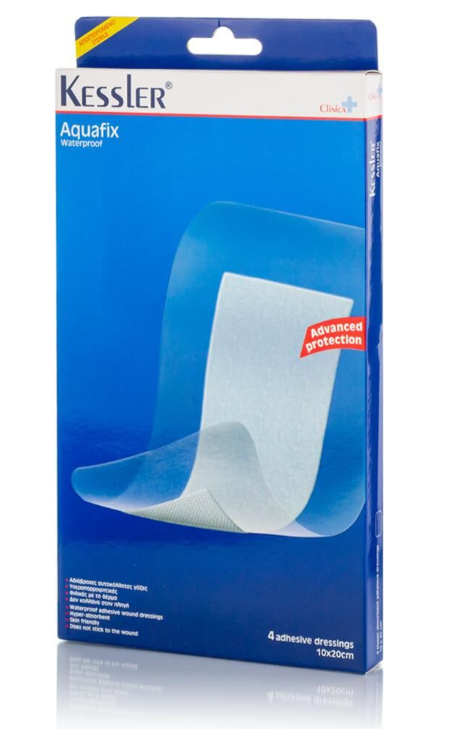 Kessler Clinica Aquafix Αδιάβροχες Αυτοκόλλητες Γάζες 10x20cm 25 τεμάχια