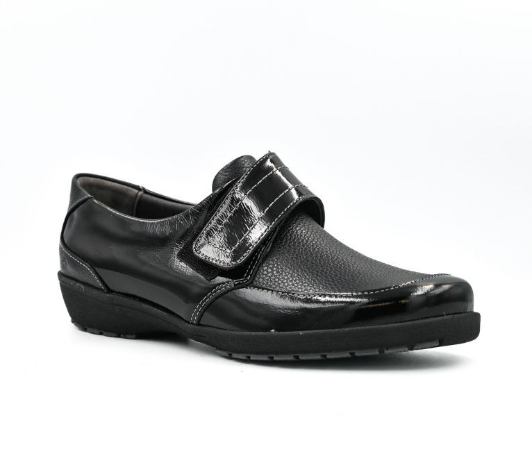 Suave Γυναικείo δερμάτινο με λουστρίνι casual London 8010T Μαύρο