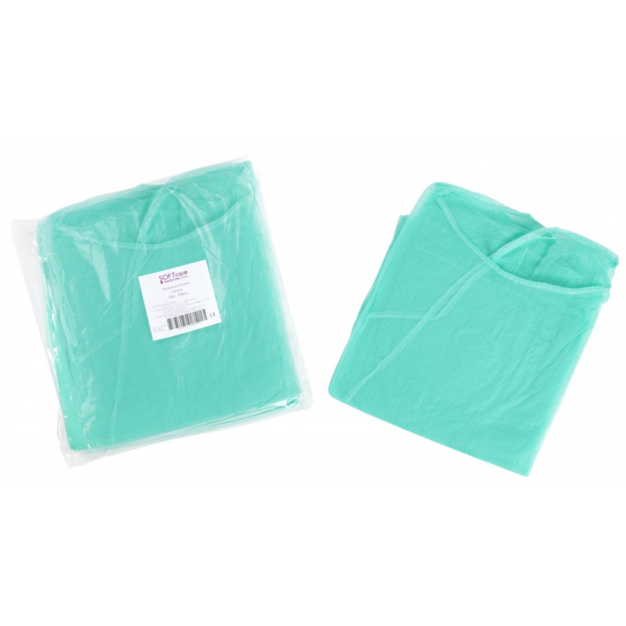 Εξεταστική ρόμπα πράσινη non woven (10 τεμάχια) one size