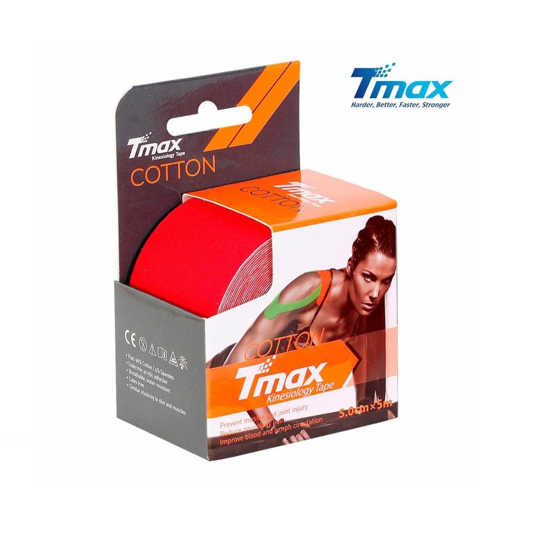 Tmax Ταινία Κινησιολογίας 1 Ρολό 5m x 5cm αδιάβροχη κόκκινη 233254