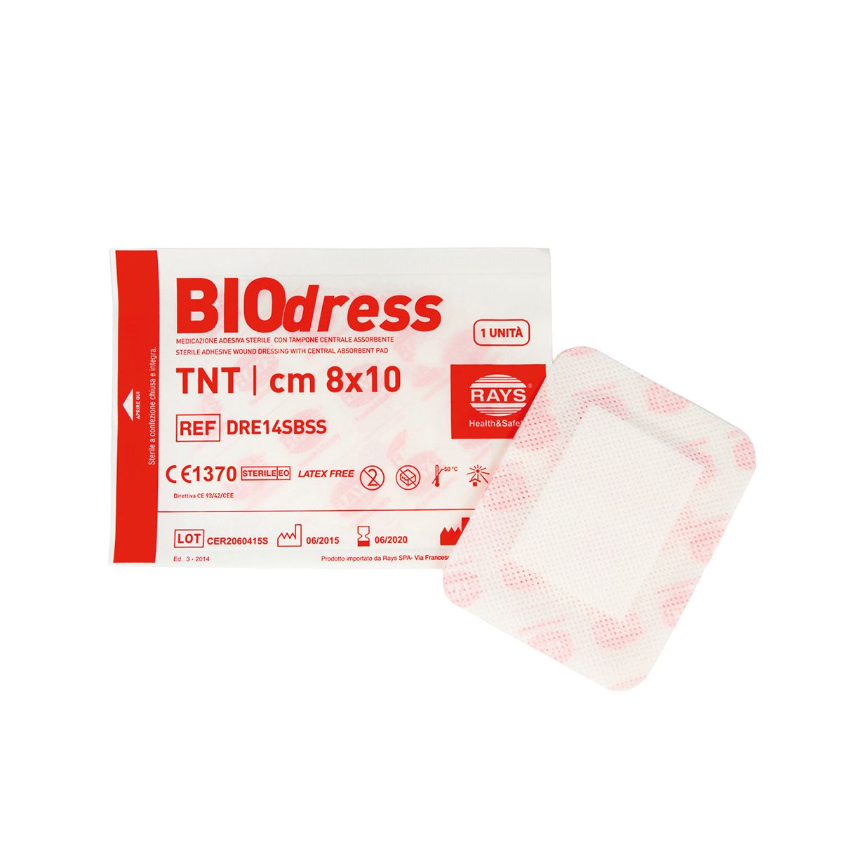 Rays Biodress Αποστειρωμένο αυτοκόλλητο επίθεμα πληγών Non Woven 257-15-006 10x20cm - 100 τεμάχια