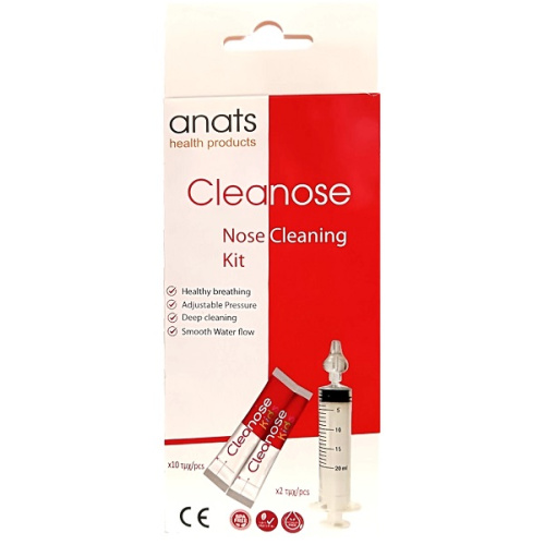 Anats Cleanose Nose Cleaning Kit Σετ Καθαρισμού Μύτης [2 Σύριγγες Καθαρισμού ﹢ 2 Ρύγχη Σύριγγας Καθαρισμού ﹢ 10 Συσκευασίες Αλατούχου Διαλύματος] 1kit