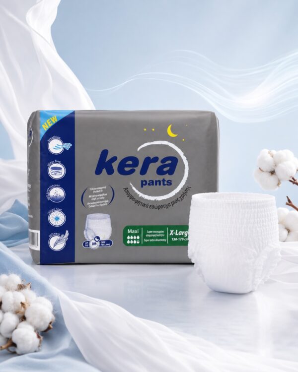 Kera Pants Maxi Εσώρουχα ακράτειας Γκρι νυκτός 10 ώρες XLarge (130 – 170 cm) 14 τεμάχια