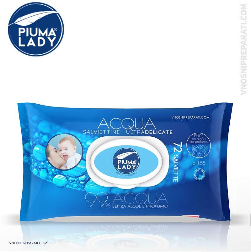 Piuma Lady Aqua – Καθαριστικά Μωρομάντηλα 99% νερό - 72 τεμάχια