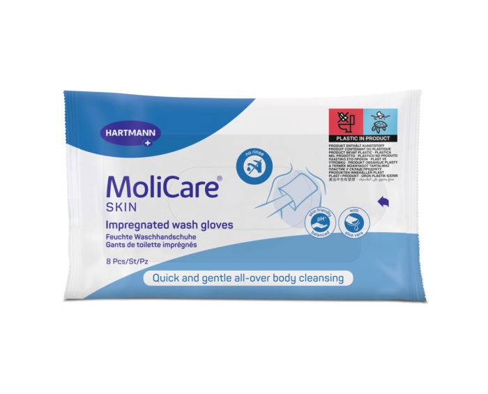 Hartmann MoliCare Skin Γάντια καθαρισμού για oλοκληρωμένο μπάνιο χωρίς τη χρήση νερού - Συσκευασία 8 τεμαχίων 9950740