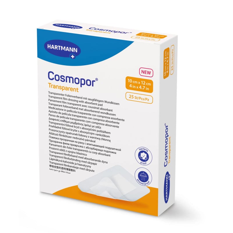 Hartmann Cosmopor Transparent Αδιάβροχο Διαφανές Επίθεμα Μεμβράνης με Γάζα 10x12cm 9010561 - τεμάχιο 1