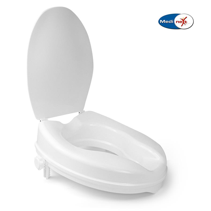 Ανυψωτικό τουαλέτας Medinext Deluxe 15 cm με με καπάκι και πλαϊνούς σφιγκτήρες 