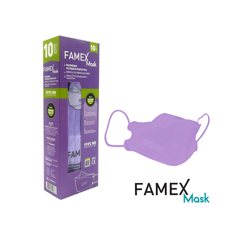 Famex FFP2 NR Μάσκα Προστασίας - Συσκευασία 10 τεμαχίων Μωβ