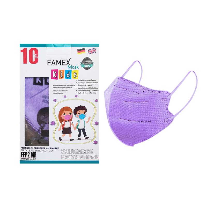 Famex Kids FFP2 Παιδική Μάσκα Προστασίας - Συσκευασία 10 τεμαχίων Μωβ