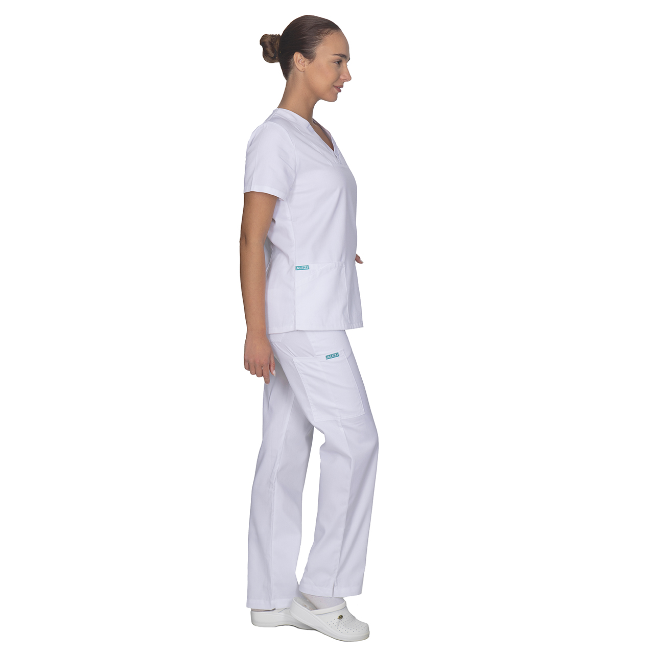 Ιατρική Στολή Γυναικεία Μπλούζα - Παντελόνι (Σετ) Λευκό 