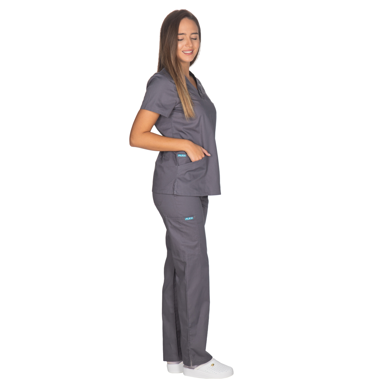 Ιατρική Στολή Γυναικεία Μπλούζα - Παντελόνι (Σετ) Γκρι