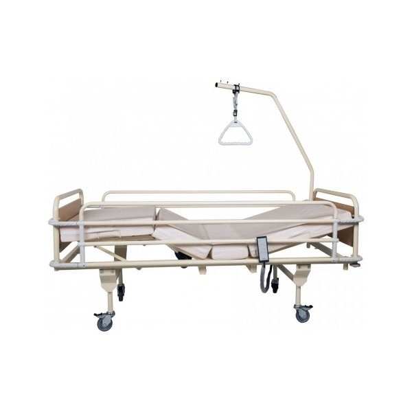Νοσοκομειακό κρεβάτι μεταλλικό πολύσπαστο με αναρτήρα έλξης & ρόδες με φρένα 0810070 καφέ