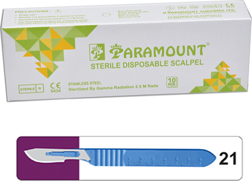 Paramount Νυστέρια με λαβή  N.21 10 τεμαχίων 21NS 