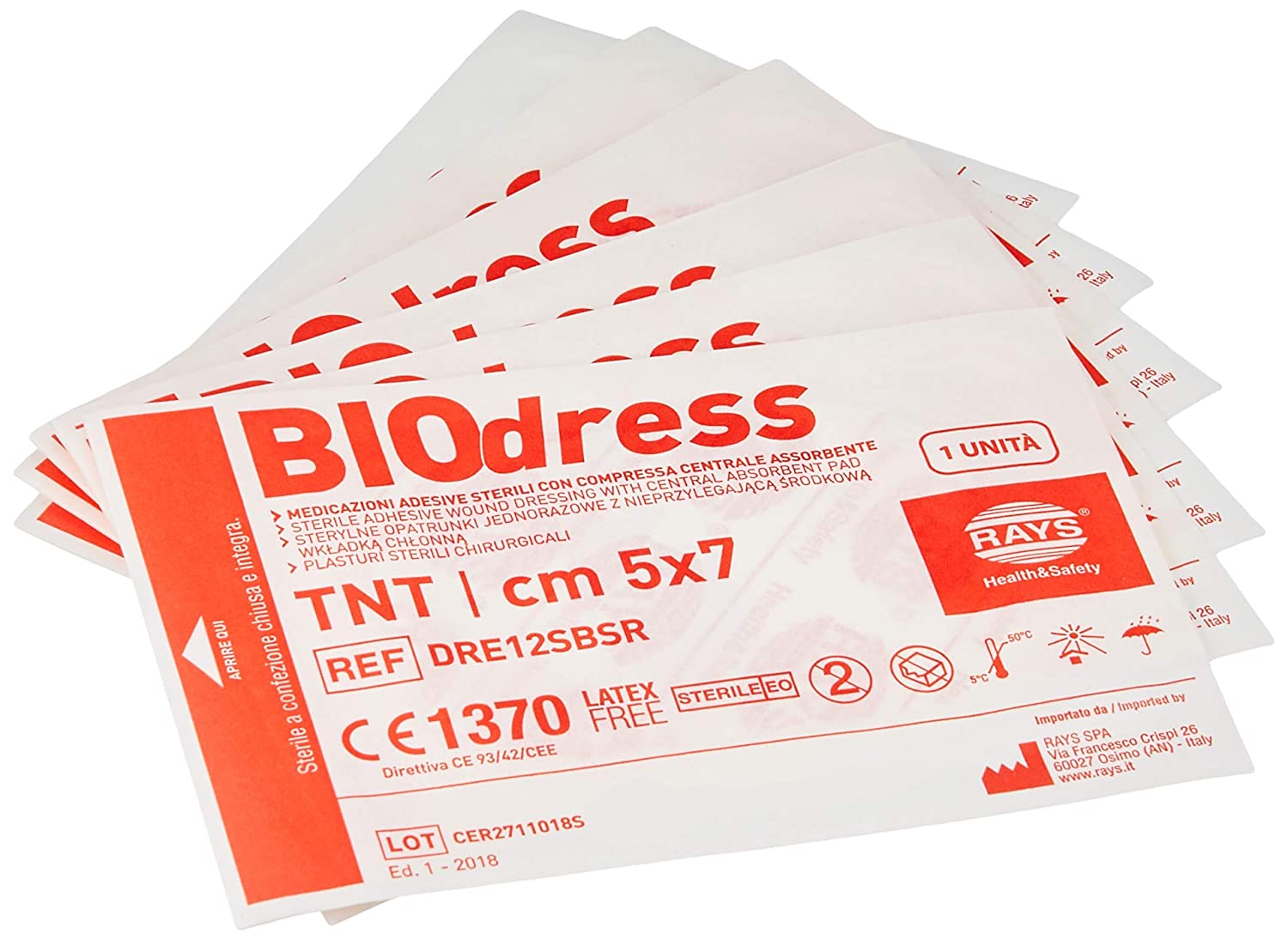 Rays Biodress Αποστειρωμένο αυτοκόλλητο επίθεμα πληγών Non Woven 257-15-001 5x7cm - 100 τεμάχια