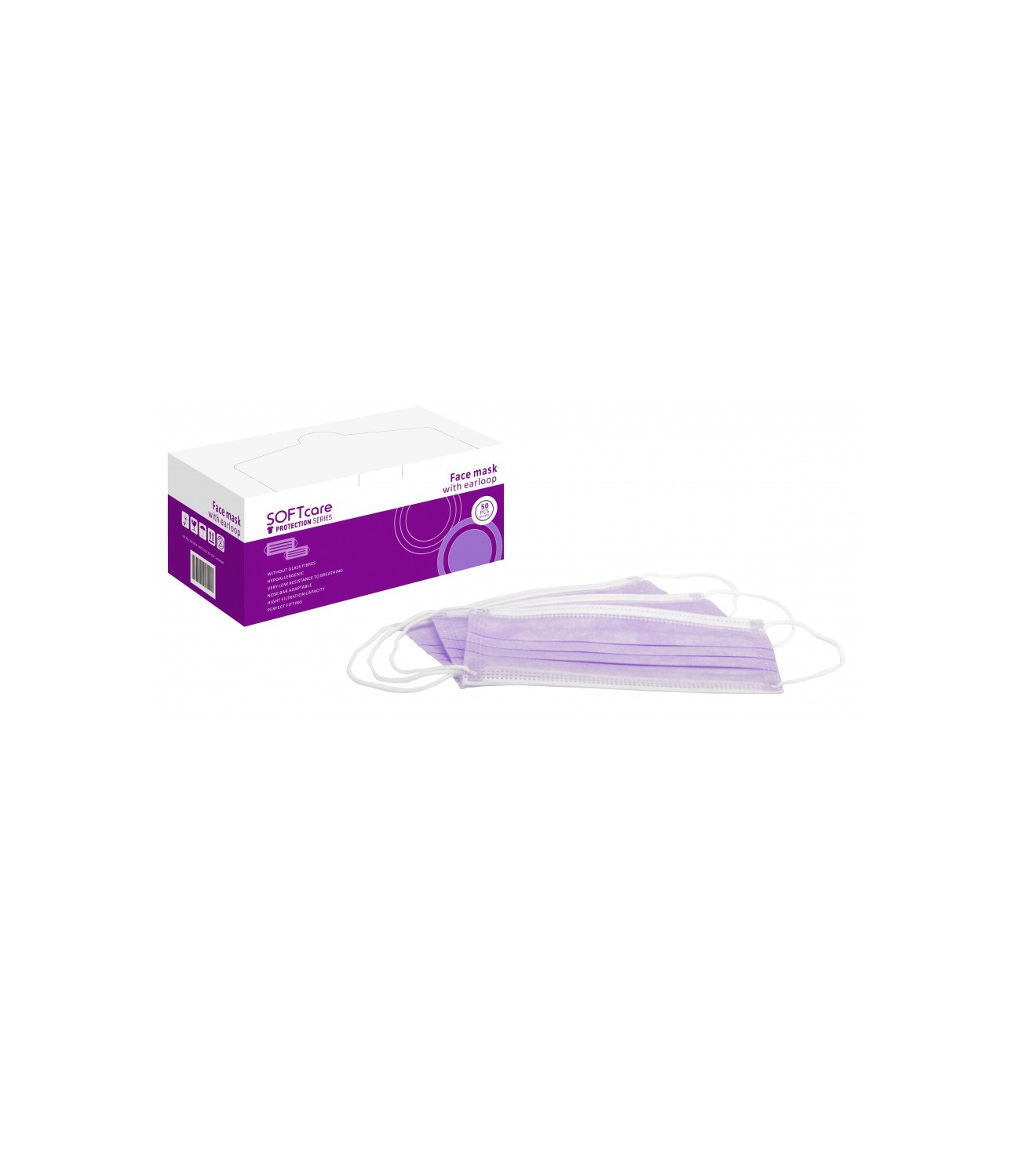 Softcare Ιατρική Μάσκα 3ply Με Λάστιχο Μωβ 50 τεμάχια Softcare Ιατρική Μάσκα 3ply Με Λάστιχο Μωβ 50 τεμάχια
