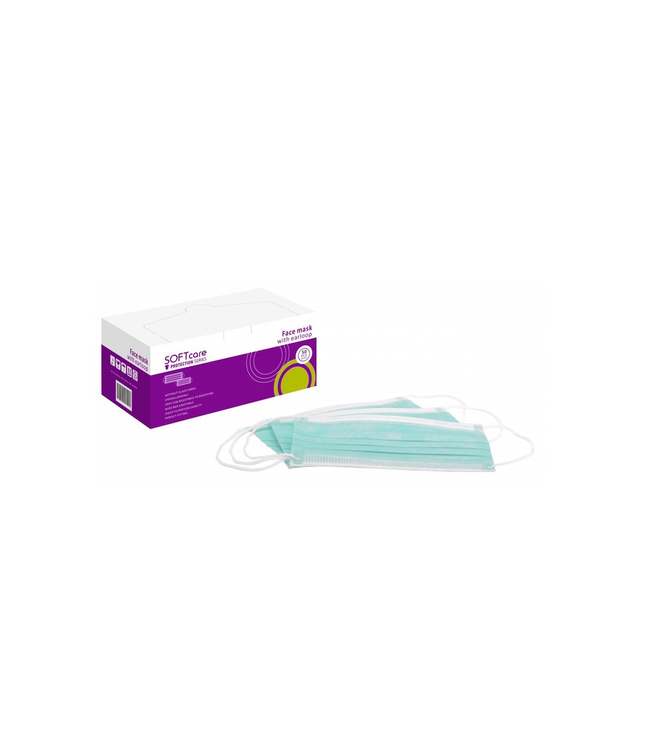 Softcare Ιατρική Μάσκα 3ply Με Λάστιχο Πράσινο 50 τεμάχια Softcare Ιατρική Μάσκα 3ply Με Λάστιχο Πράσινο 50 τεμάχια