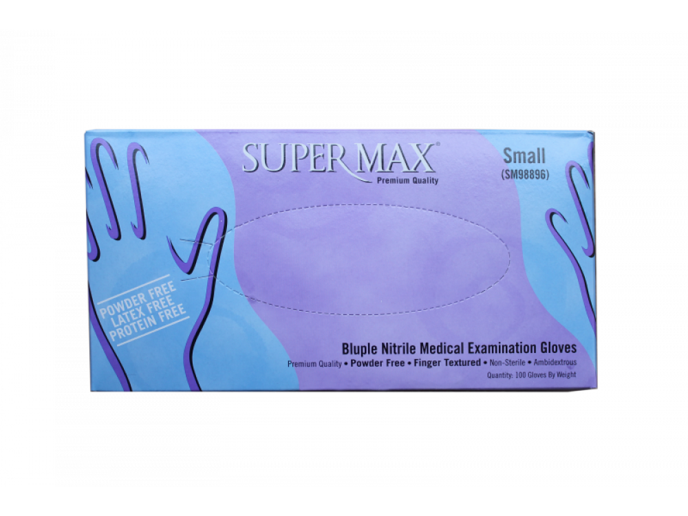 SUPERMAX Γάντια νιτριλίου μπλε SM98898 - 100 τεμάχια SUPERMAX Γάντια νιτριλίου μπλε SM98898 - 100 τεμάχια