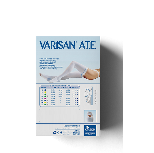 VARISAN A.T.E. Αντιθρομβωτικές κάλτσες κάτω γόνατος 15-20 mmHg Λευκό VARISAN A.T.E. Αντιθρομβωτικές κάλτσες κάτω γόνατος 15-20 mmHg Λευκό